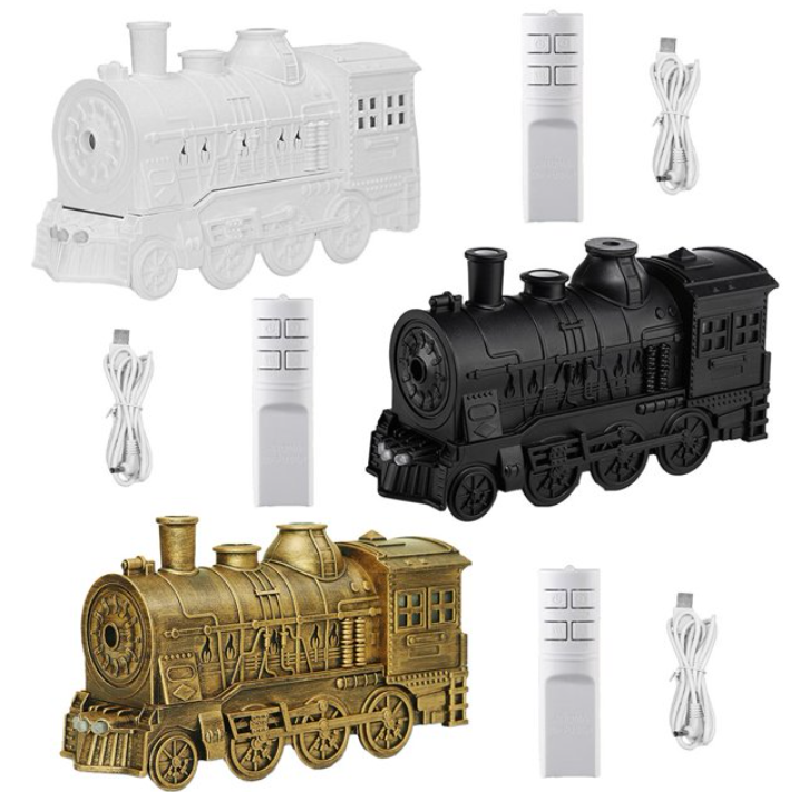 Home Spray Fragrance - 300ml Aromatherapie-Luftbefeuchter im Retro-Dampfzug-Design, leiser Ultraschall-Luftbefeuchter