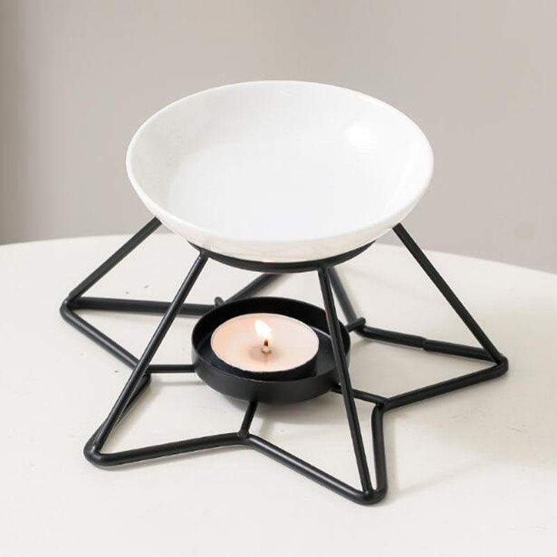 Home Fragrance Oil Burner - Metall Stern Rack Keramik Schüssel Aromatherapie