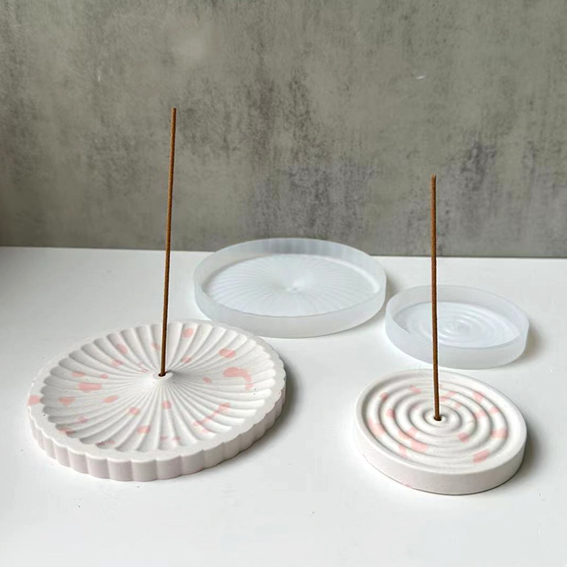 Home Fragrance Incense Sticks - 1 Silikon-Räucherstäbchenhalter-Form, DIY Rundmuster-Räucherstäbchenständer, Zement-Gips-Form, Handwerk