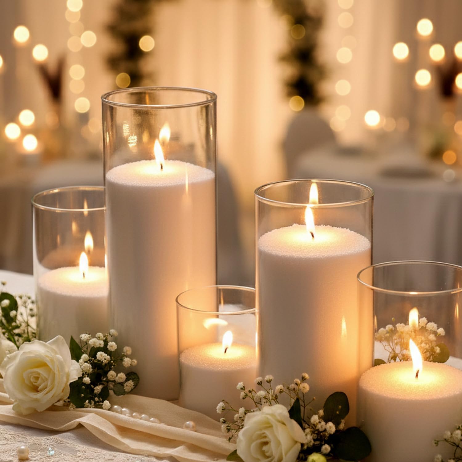 Wooden Wick Candle - 16LB Kerzensand – Perlmuttfarbene Kerzen mit