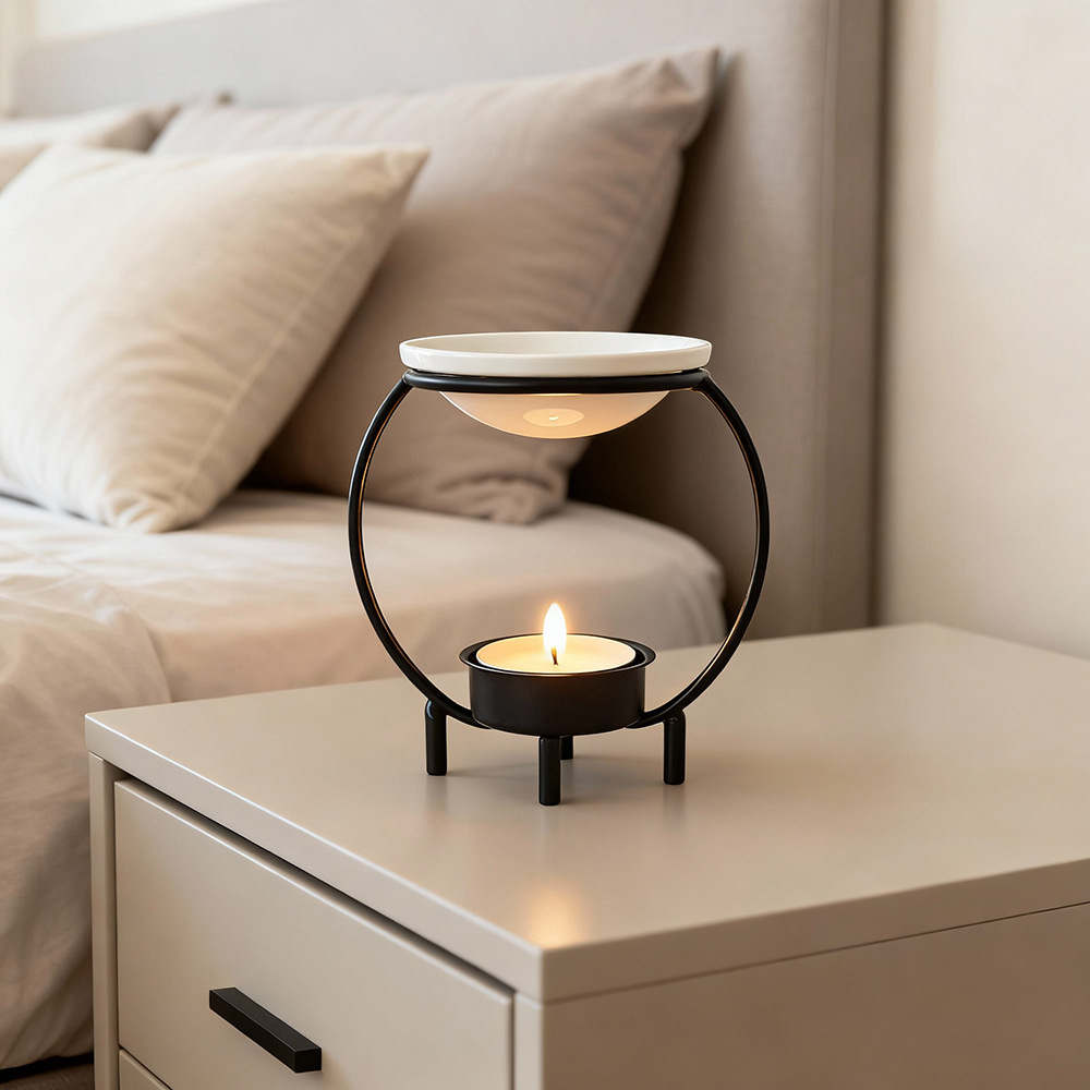 Home Fragrance Oil Burner - Kreativer Eisen-Aromakerzenhalter, Minimalistischer Ätherisches-Öl-Brenner für Zuhause,