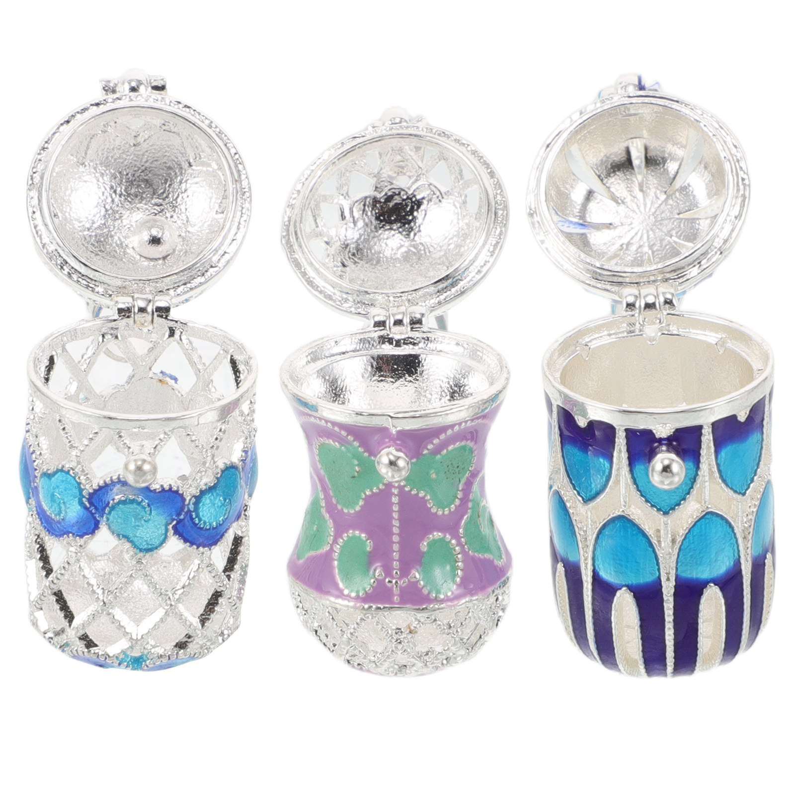 Diffuser Necklace Locket - 3-teiliges Emaille-Aroma-Anhänger-Halsketten-Set für Frauen, nachfüllbarer hohler