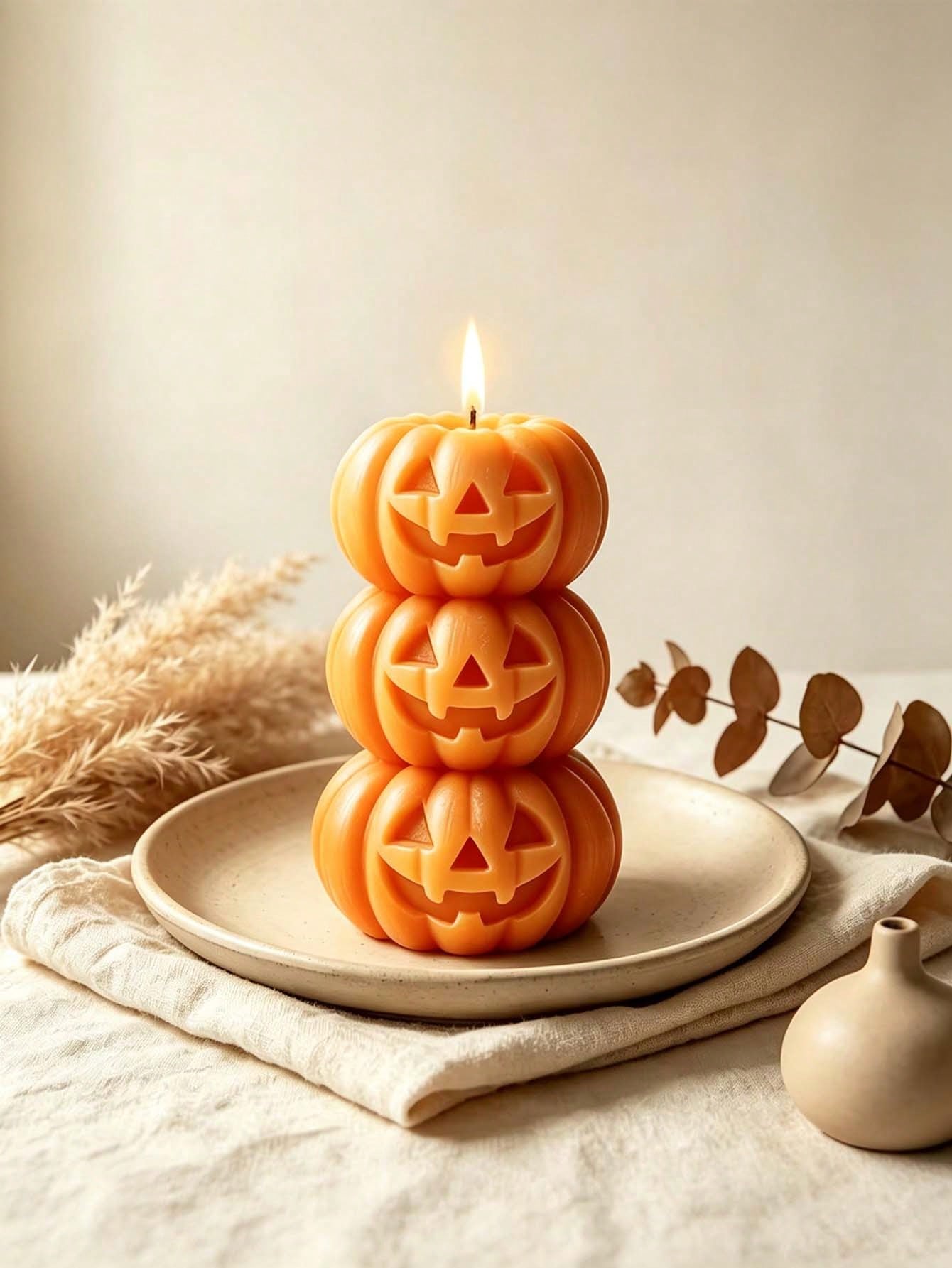Fragrance In Home - 1 Stück Halloween 3-Schicht-Kürbiskerze, Kürbis-Design -