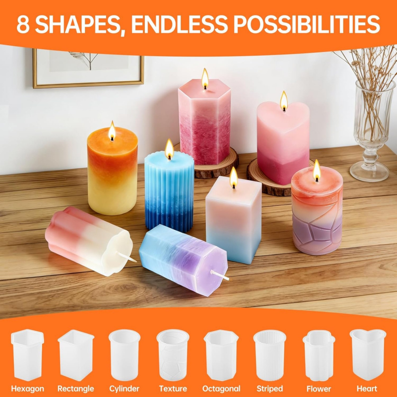 8-teiliges Silikon-Kerzenforme – Wooden Wick Candle Bewertung und Preis